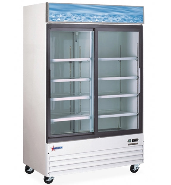 Omcan 53''  2 Door Sliding Glass Door Refrigerator with 45 Cu.Ft. White, 50032