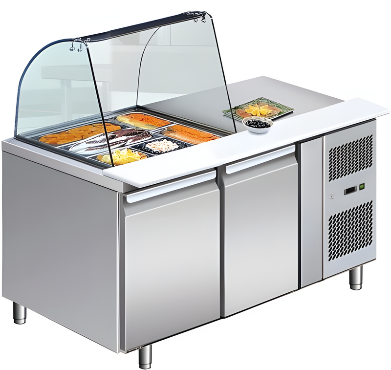 54'' CHEF Salad Prep Table With Sneeze Guard GN-2100SALGC