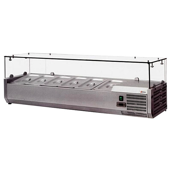 59'' Omcan Topping Rail with Sneeze Guard 6 Pan Capacity - 39594