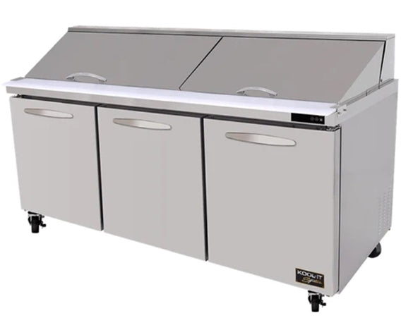 72" Kool-It Signature Mega Top Refrigerated Prep Table with Three Doors KSTM-72-3