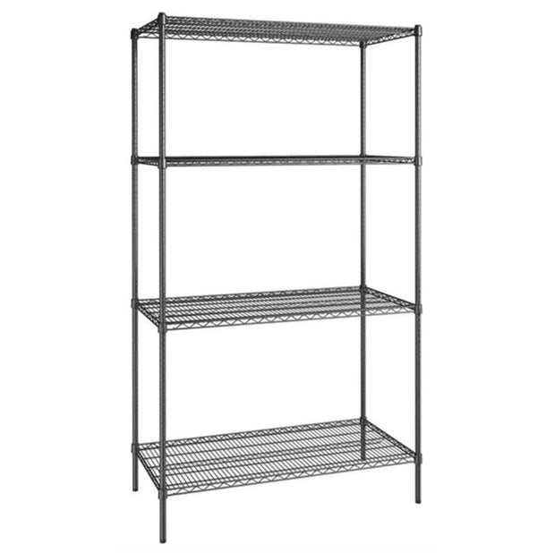 Chrome/Black Epoxy Wire Shelf Kits (72" High, 4 Shelves) - Various Sizes