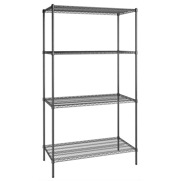 Chrome/Black Epoxy Wire Shelf Kits (72" High, 4 Shelves) - Various Sizes