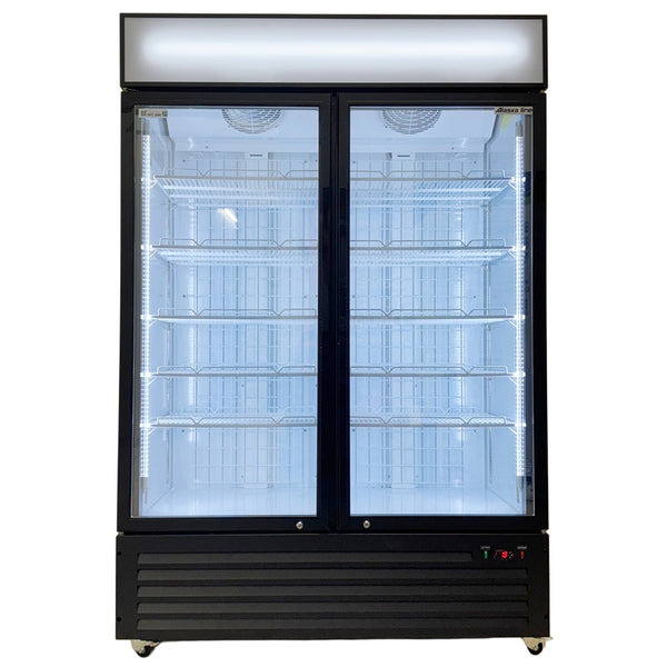 53" Alaska Line Double Glass Door Freezer with Black Frame HIT-800
