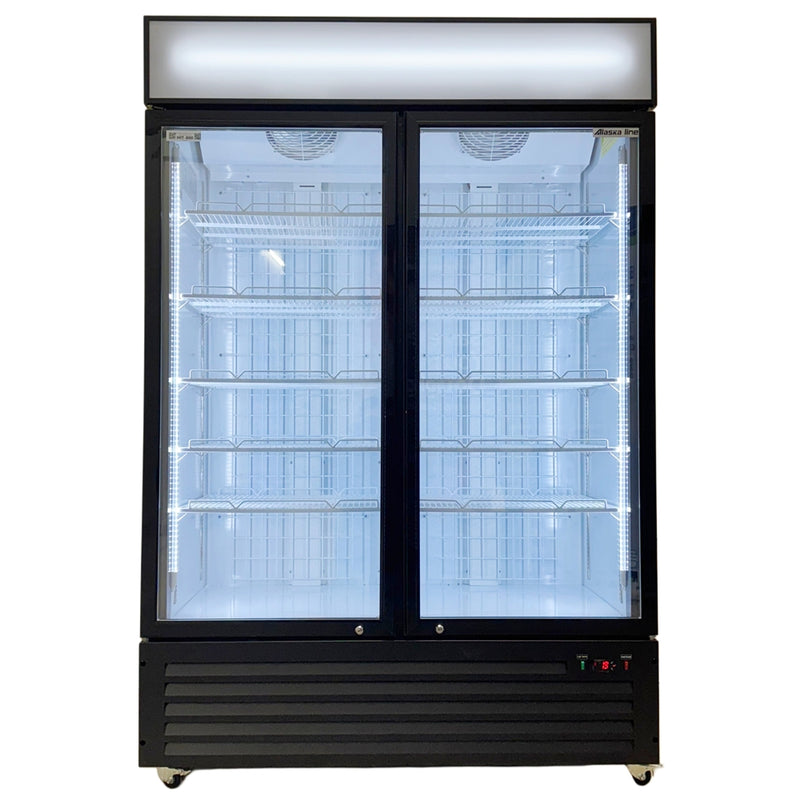 53" Alaska Line Double Glass Door Freezer with Black Frame HIT-800