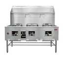 Omcan Three Chamber Wok Range with Two 13″ Ring & One 16″ Ring, Backsplash, Faucet, 315,000 BTU – Natural Gas 48409