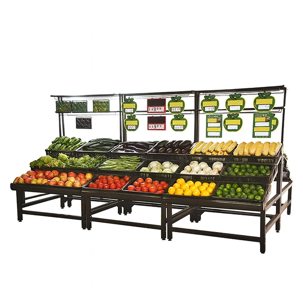 Vegetable Rack Phoenix Single Sided Vegetable Rack with Black Baskets YD-V009