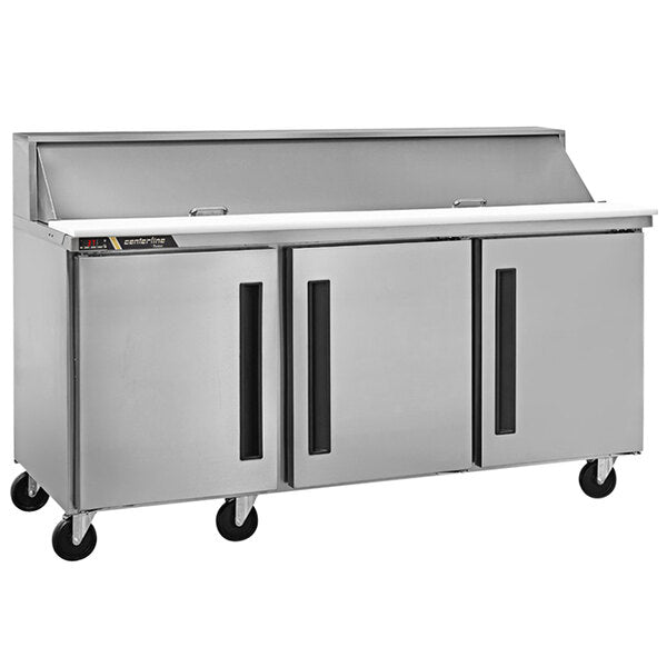 72" Centerline by Traulsen 3 Solid Doors Sandwich/Salad Prep Table CLPT-7220-SD-LRR