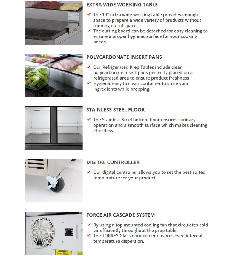 68" Pro-Kold Refrigerated Double Door Pizza Prep Table PTP-11