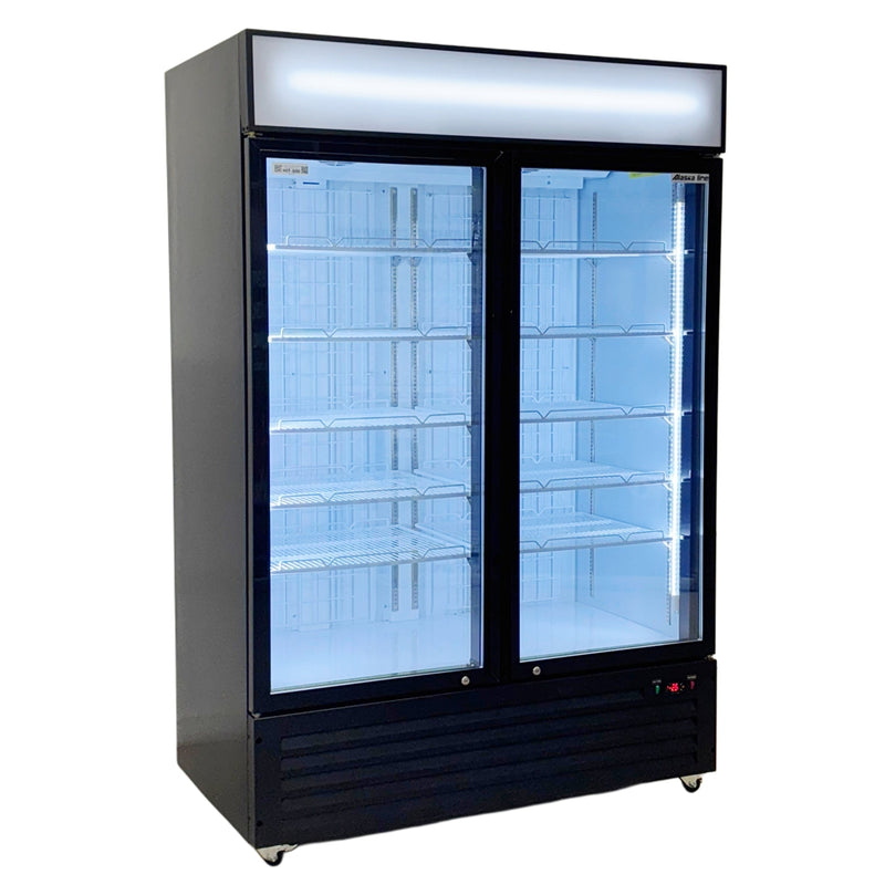 53" Alaska Line Double Glass Door Freezer with Black Frame HIT-800