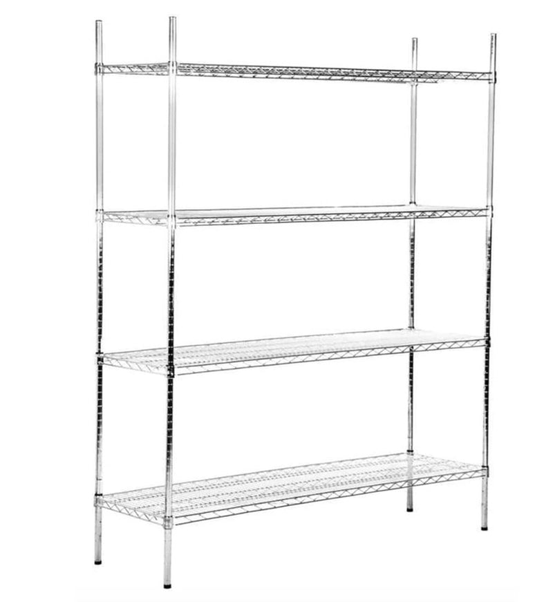 Chrome/Black Epoxy Wire Shelf Kits (72" High, 4 Shelves) - Various Sizes