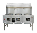 Three Chamber Wok Range with Three 16″ Ring, Backsplash, Faucet, 375,000 BTU – Natural Gas