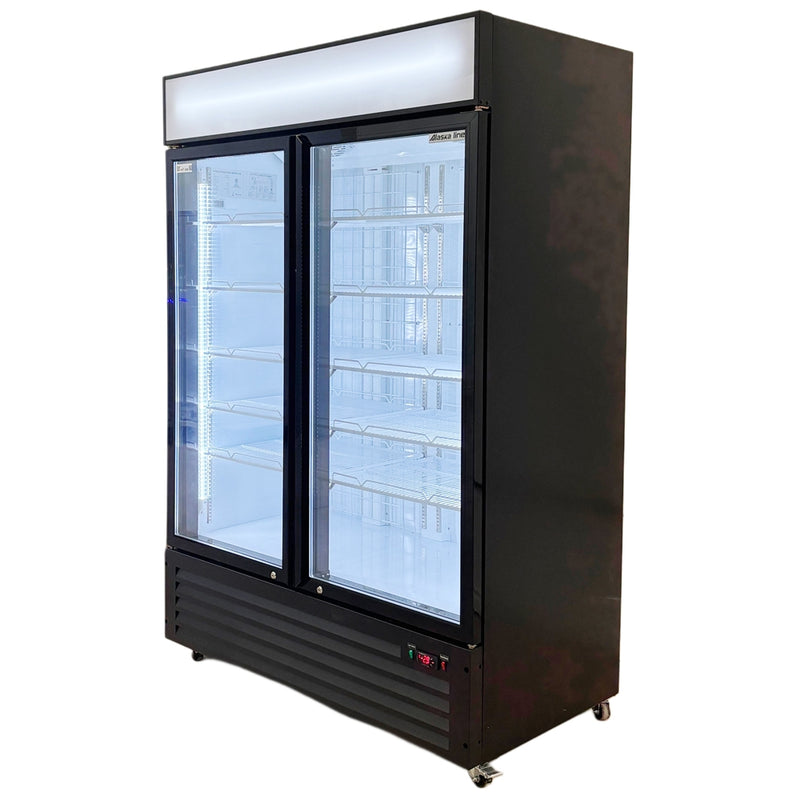 53" Alaska Line Double Glass Door Freezer with Black Frame HIT-800