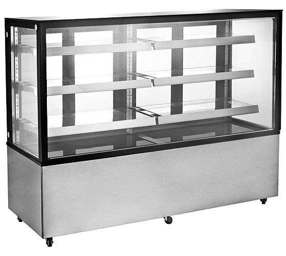 72'' Omcan Square Glass Floor Refrigerated Display Case 28.6 Cu.Ft - 44505