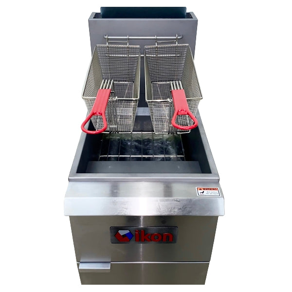 Ikon Natural Gas Fryer Floor Model 40-55lbs Capacity, - 120,000 BTU IGF-40/50 NG