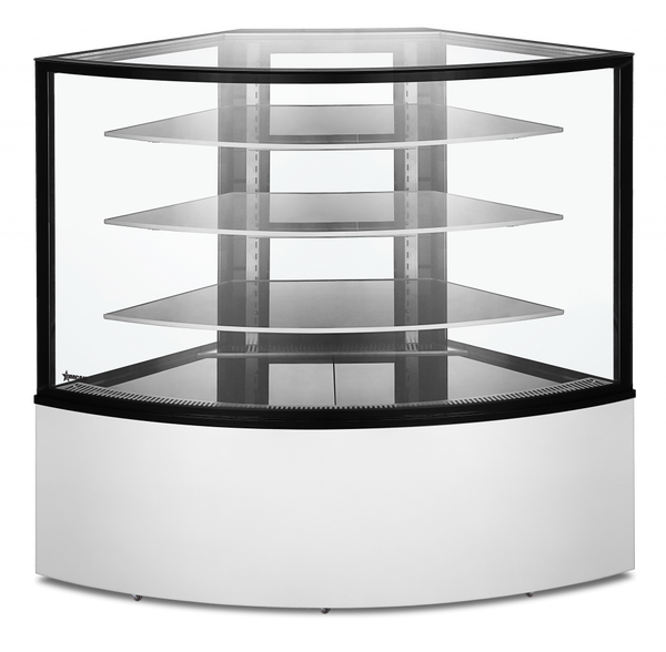 Omcan 59″ Refrigerated Corner Floor Glass Display Case 16.8 cu.ft / 475 L Capacity 47708