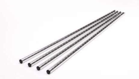 Chrome/Black Epoxy Wire Shelf Poles (Set of 4) - Various Sizes