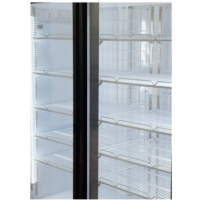 53" Alaska Line Double Glass Door Freezer with Black Frame HIT-800