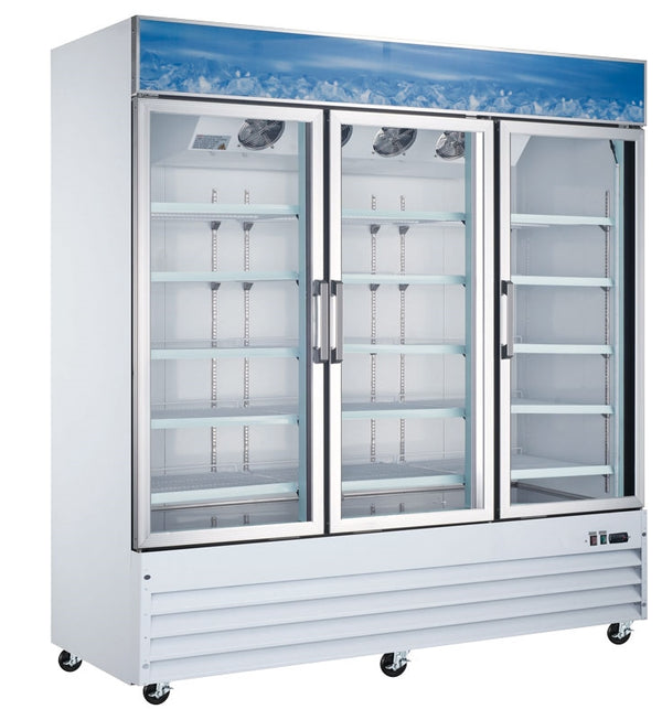 Omcan 78'' 3 Door Swing Glass Door Refrigerator with 53 Cu.Ft. 50052