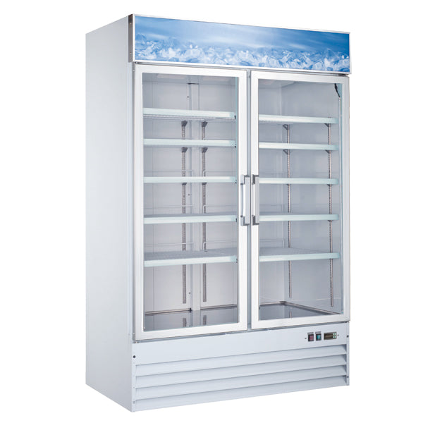 Omcan 53'' 2 Door Swing Glass Door Freezer with 45 Cu.Ft  50075