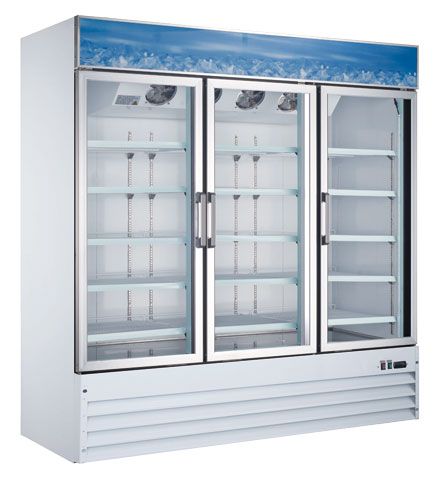 Omcan 80'' 3 Door Swing Glass Door Freezer with 52.3 Cu.Ft 50087