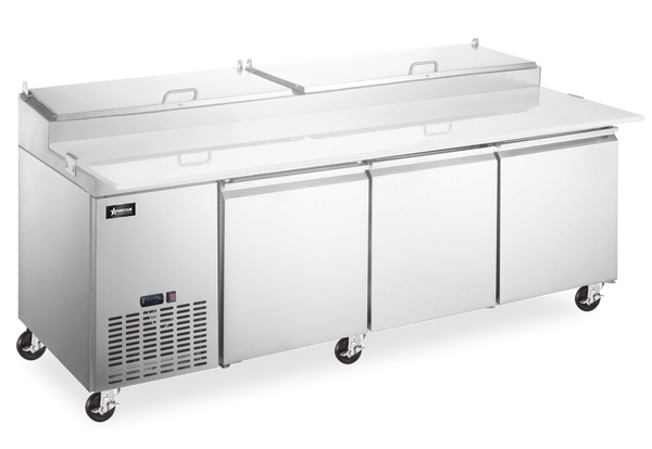 92″ Three (3) Door Refrigerated Pizza Prep Table, 24 cu.ft (680 L), Stainless Steel 50044