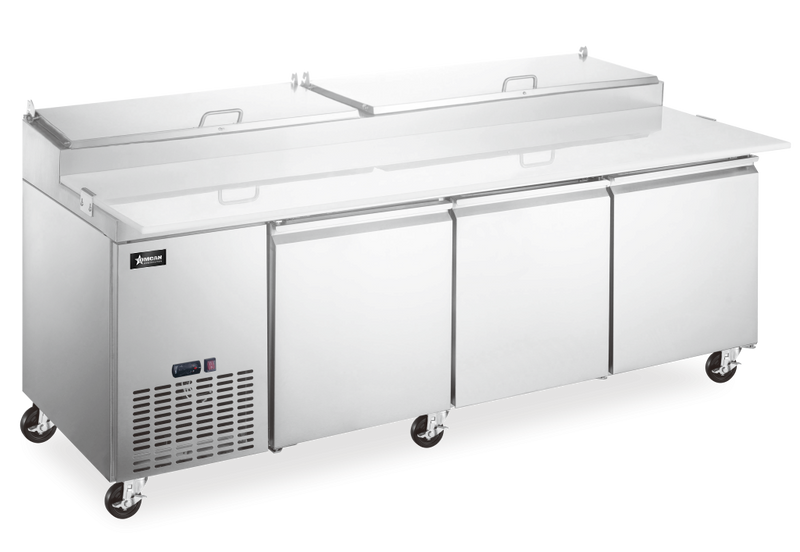 92″ Three (3) Door Refrigerated Pizza Prep Table, 24 cu.ft (680 L), Stainless Steel 50044