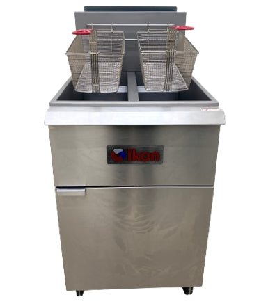 Ikon Natural Gas 40 lb. Capacity per Tank Split Tank Fryer - 120,000 BTU, IGF-40/40-2 NG