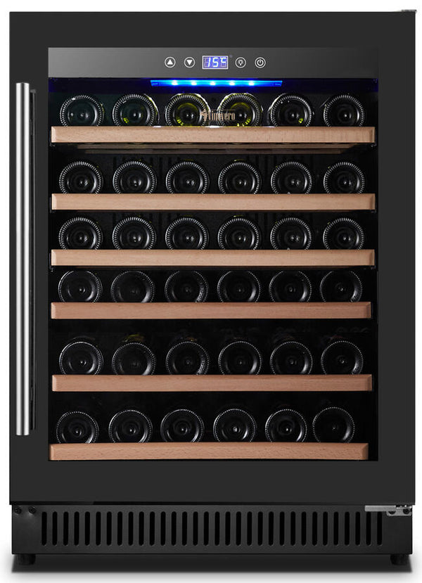 Omcan Vinovero 23" Single Zone Wine Cooler with 51 Bottle Capacity and Black Full Glass Door  48261