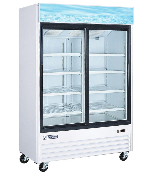 Omcan Aurora 54″ Glass Door Refrigerator, 2 Doors with 45 Cu.Ft.  59032