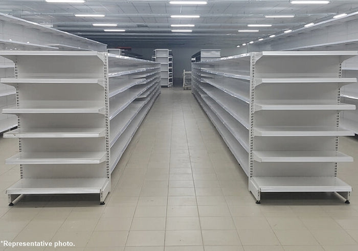 White Single Side 4 Shelve + 1 Base Gondola, Heavy Duty Gondola Shelve