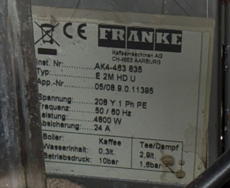 Espresso Machine Automatic Franke Evolution Used FOR02095