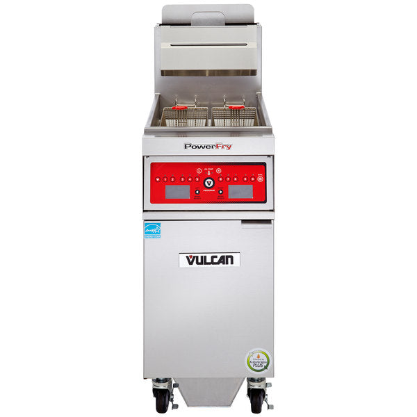 Vulcan Floor Model Gas Fryer 85-90LBS, with Computer Controls Built-In Filtration System 1TR85CF