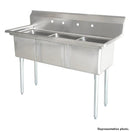 79'' CHEF Three Tub Sink with Centre Drain & No Drainboard CH-2017