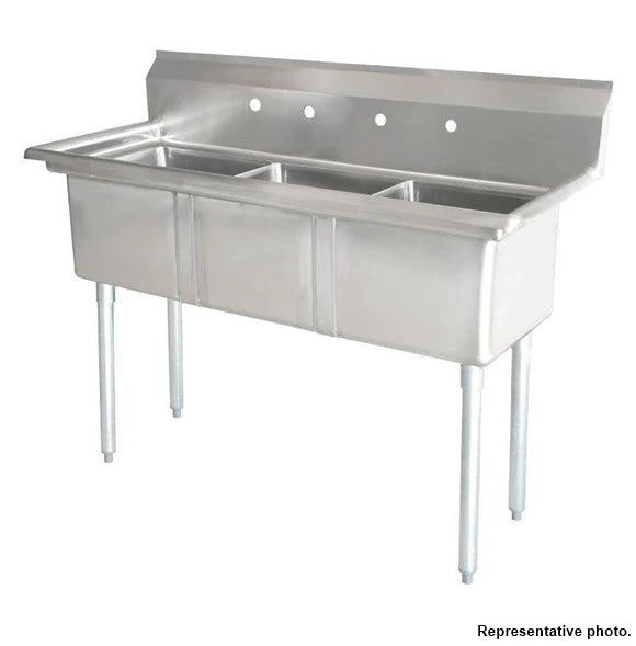 79'' CHEF Three Tub Sink with Centre Drain & No Drainboard CH-2017