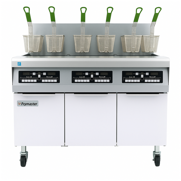Frymaster Natural Gas 3 Unit High-Efficiency Floor Fryer System with Digital Controls 240,000 BTU CI027