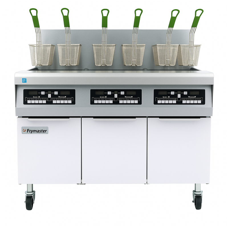 Frymaster Natural Gas 3 Unit High-Efficiency Floor Fryer System with Digital Controls 240,000 BTU CI027