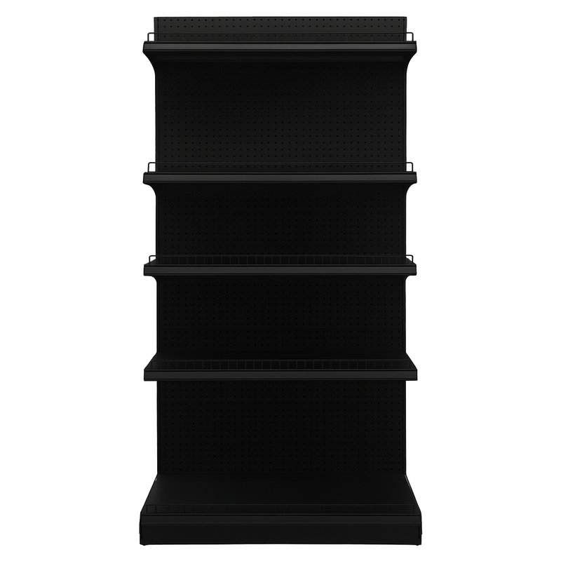 Black Single Sided Gondola Supermarket Shelving HS-BA