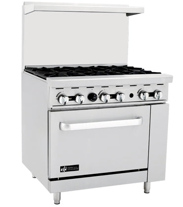 EFI 36″ Natural Gas Range With 6 Open Burner RCTRS-6B-N