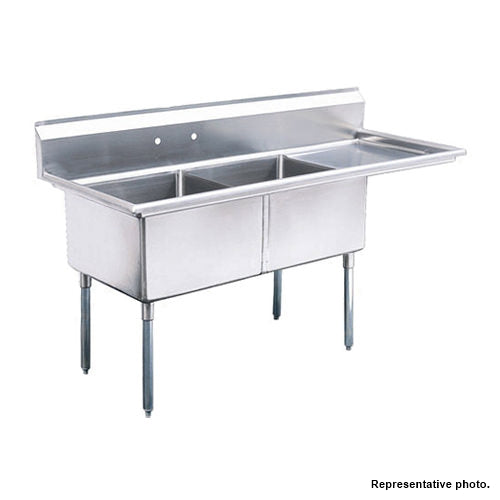 71'' CHEF Two Tub Sink with Centre Drain & Right Drainboard CH-2024