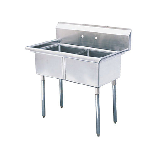 EFI SI821-2NC 18″ x 21″ x 14″ Center Drain Two Compartment Sink With No Drain Board