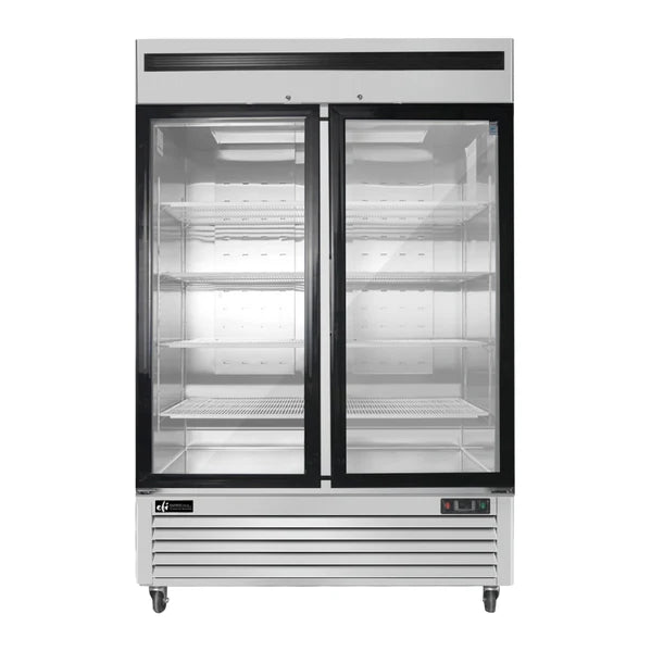 EFI 54" Bottom-Mount Glass 2-Door Merchandiser Freezer - 43.8 Cu. Ft. FI2-54GDSVC
