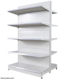 White Double Sided 4 Shelve + 1 Base, Heavy Duty Supermarket Gondola Shelves HBR-3008W