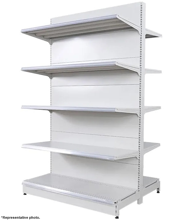 White Double Sided 4 Shelve + 1 Base, Heavy Duty Supermarket Gondola Shelves HBR-3008W