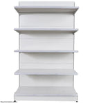 White Double Sided 4 Shelve + 1 Base, Heavy Duty Supermarket Gondola Shelves HBR-3008W