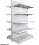 White Double Sided 4 Shelve + 1 Base, Heavy Duty Supermarket Gondola Shelves HBR-3008W