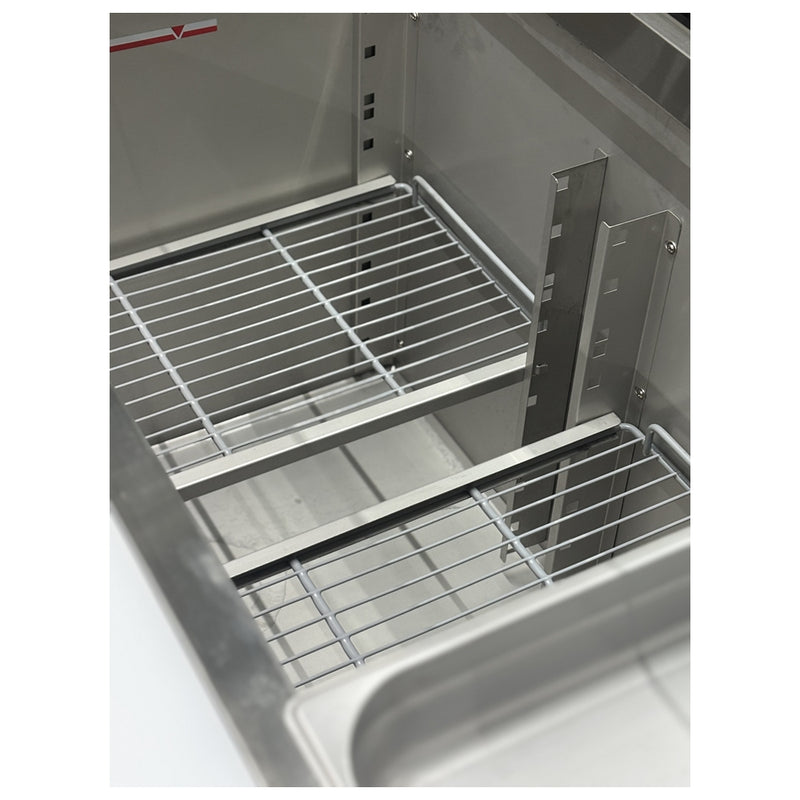 71'' CHEF Refrigerated Salad Prep Table with Curved Sneeze Guard GN-3100SALGC