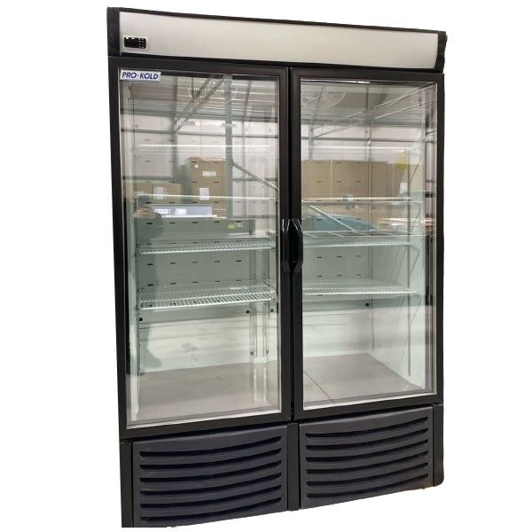 54" Pro-Kold Double Glass Door Display Freezer 32 Cu.Ft. Used FOR02017