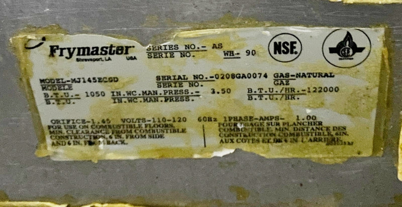 Frymaster Natural Gas Fryer Used FOR02021
