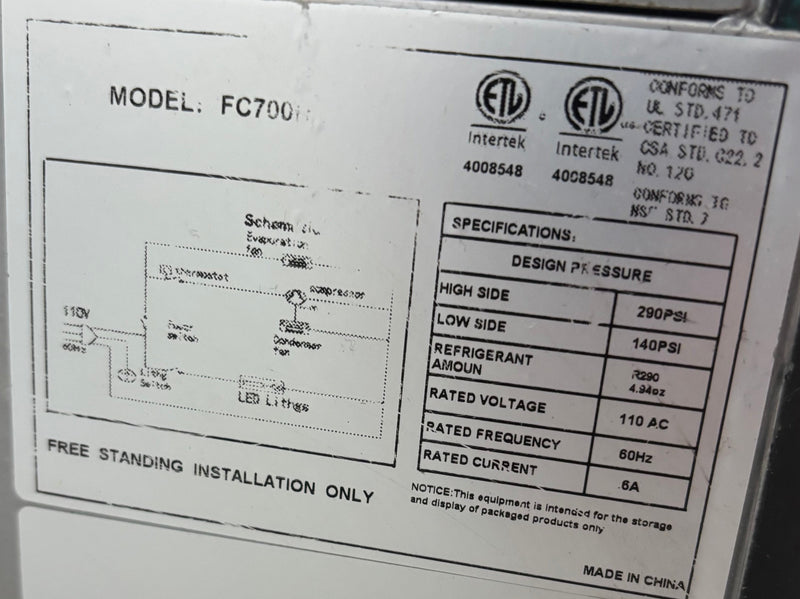 CHEF 70.9" Pastry/Cake Display Cooler Used FOR02266