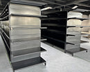 Black Double Sided 4 Shelve + 1 Base Gondola, Heavy Duty Supermarket Shelve HBR-3008B
